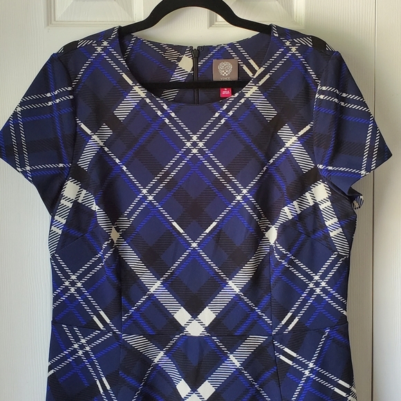 Vince Camuto Plaid Dress Blue Black - Picture 7 of 10